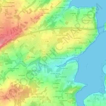 Mapa topográfico Les Vaux Grapins, altitud, relieve