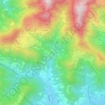 Mapa topográfico Burro, altitud, relieve