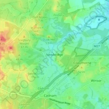 Mapa topográfico Newbridge, altitud, relieve