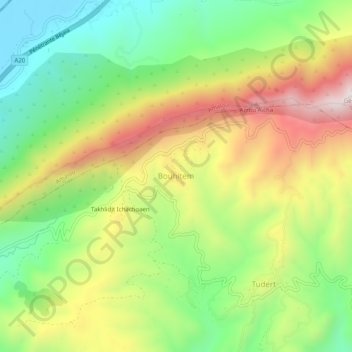 Mapa topográfico Bouhitem, altitud, relieve