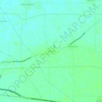 Mapa topográfico Sihala, altitud, relieve