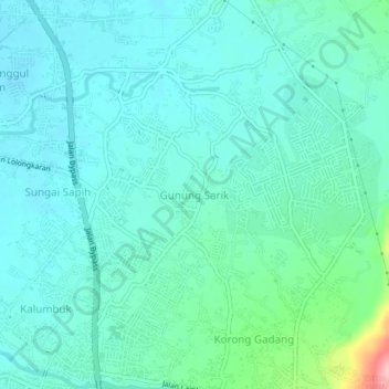 Mapa topográfico Gunung Sarik, altitud, relieve