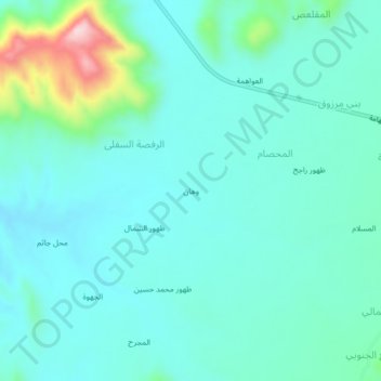 Mapa topográfico وهان, altitud, relieve