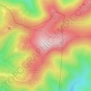 Mapa topográfico Obidowa, altitud, relieve