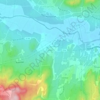 Mapa topográfico Combe, altitud, relieve