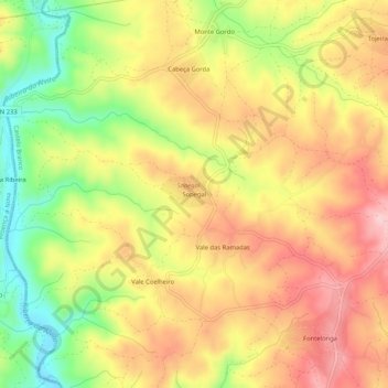 Mapa topográfico Sopegal, altitud, relieve