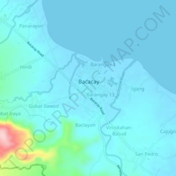 Mapa topográfico Barangay 12, altitud, relieve