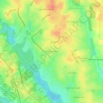 Mapa topográfico Summer Brooke, altitud, relieve