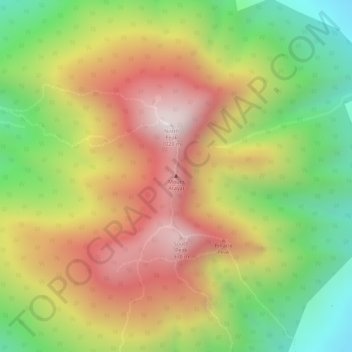 Mapa topográfico Monte Aráyat, altitud, relieve
