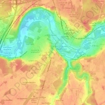 Mapa topográfico La Farte, altitud, relieve