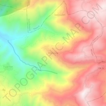 Mapa topográfico Immoula, altitud, relieve
