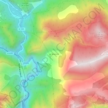Mapa topográfico Le Reveston, altitud, relieve