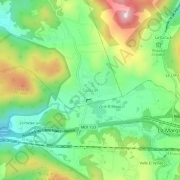 Mapa topográfico Salazar, altitud, relieve