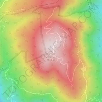 Mapa topográfico Flattop Mountain, altitud, relieve