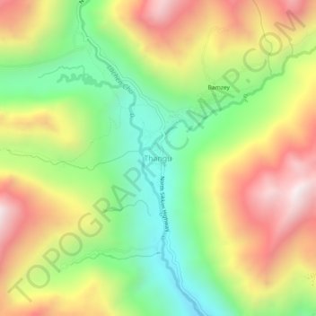 Mapa topográfico Thangu Valley, altitud, relieve