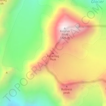Mapa topográfico Katarnag Peak, altitud, relieve