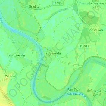 Mapa topográfico Pülswerda, altitud, relieve