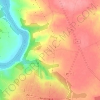 Mapa topográfico Chalais, altitud, relieve