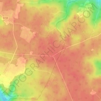 Mapa topográfico Gréou, altitud, relieve