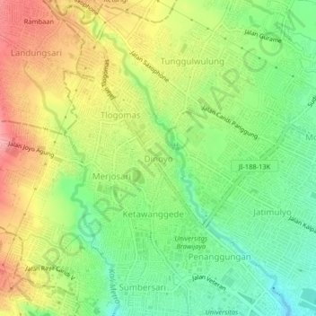 Mapa topográfico Dinoyo, altitud, relieve