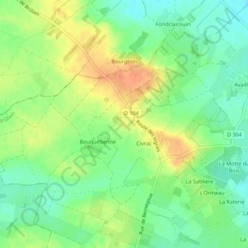 Mapa topográfico Les Chiffres, altitud, relieve