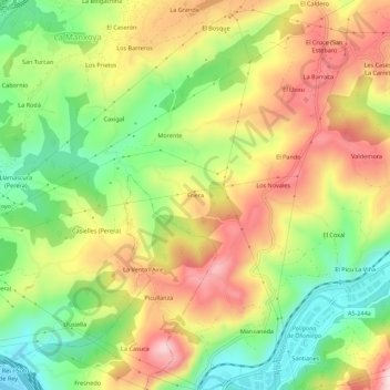 Mapa topográfico Friera, altitud, relieve