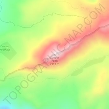 Mapa topográfico Cooper Peak, altitud, relieve