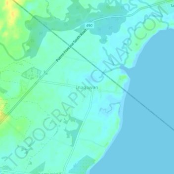 Mapa topográfico Inagawan, altitud, relieve