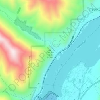 Mapa topográfico Lincoln Rock, altitud, relieve