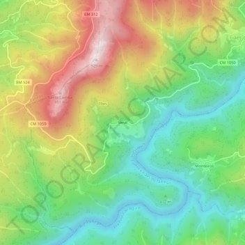 Mapa topográfico Veral, altitud, relieve