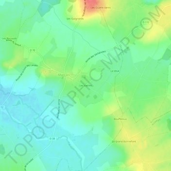 Mapa topográfico Les Vaslins, altitud, relieve