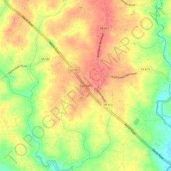 Mapa topográfico Goldvein, altitud, relieve