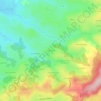 Mapa topográfico Les Guerinas, altitud, relieve