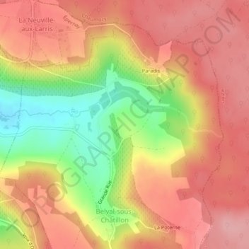 Mapa topográfico Le Mont Pinson, altitud, relieve