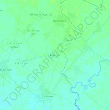 Mapa topográfico Firojpur, altitud, relieve