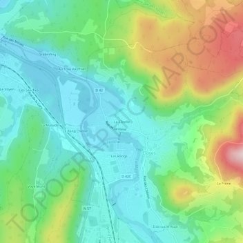 Mapa topográfico La Côtelle, altitud, relieve