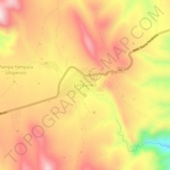 Mapa topográfico Yamparáez, altitud, relieve