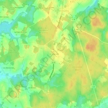 Mapa topográfico Le Villarnier, altitud, relieve