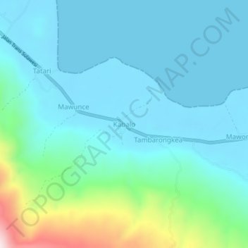 Mapa topográfico Kabalo, altitud, relieve