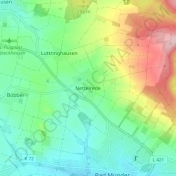 Mapa topográfico Nettelrede, altitud, relieve