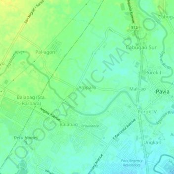 Mapa topográfico Amparo, altitud, relieve
