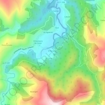 Mapa topográfico Piquín, altitud, relieve