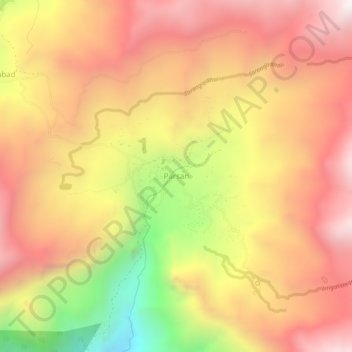 Mapa topográfico Parsan, altitud, relieve