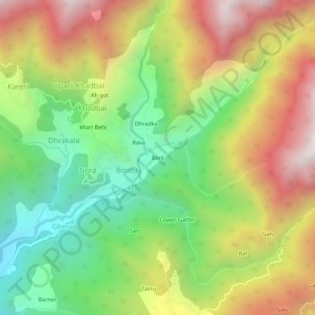 Mapa topográfico Berli, altitud, relieve