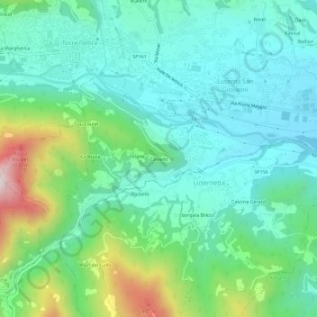 Mapa topográfico Castello, altitud, relieve