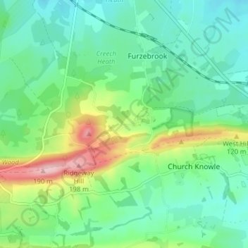 Mapa topográfico East Creech, altitud, relieve