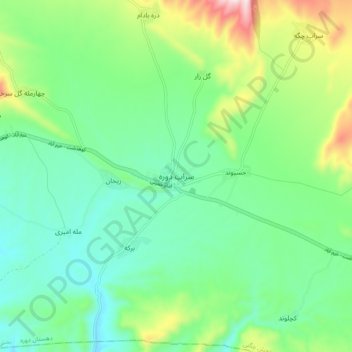 Mapa topográfico Sarāb-e Dowreh, altitud, relieve