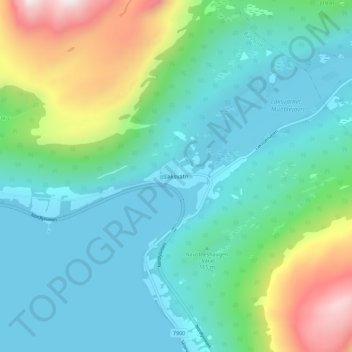 Mapa topográfico Laksvatn, altitud, relieve