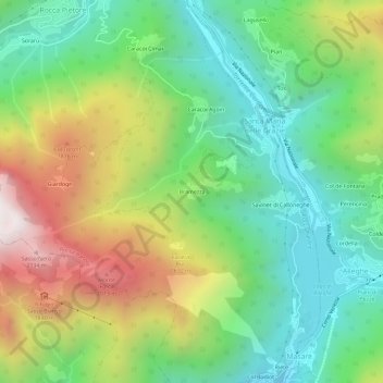 Mapa topográfico Bramezza, altitud, relieve