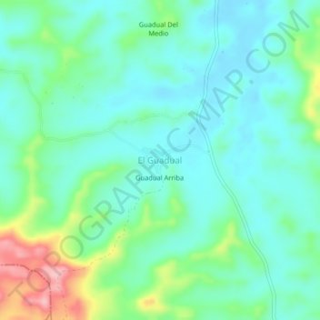 Mapa topográfico El Guadual, altitud, relieve